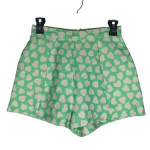 Paul & Joe Sister Anthropologie Dress Shorts Hearts Green White Pockets EU 36